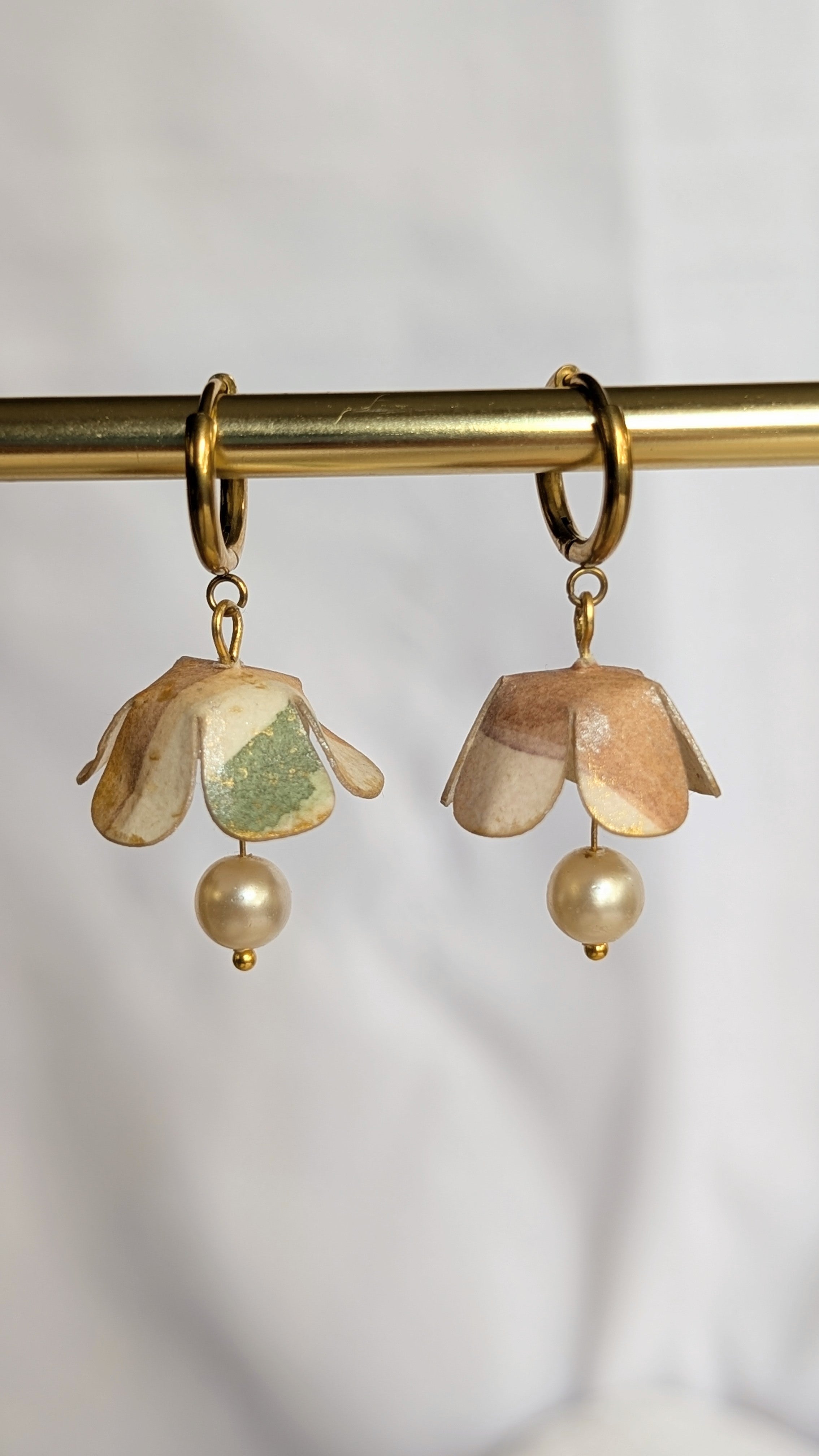 Handmade Paper Floral Earrings, Botanical Hoop Earrings, Eco Friendly Gift