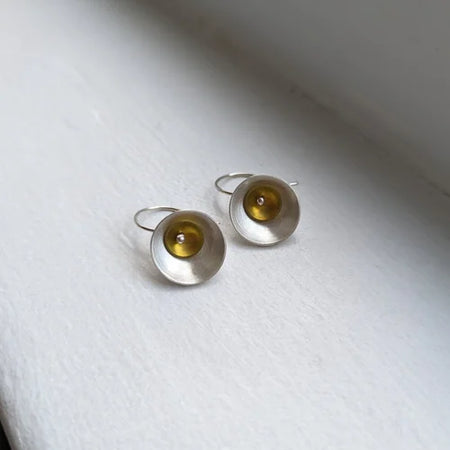 handmade yellow niobium × silver large earrings