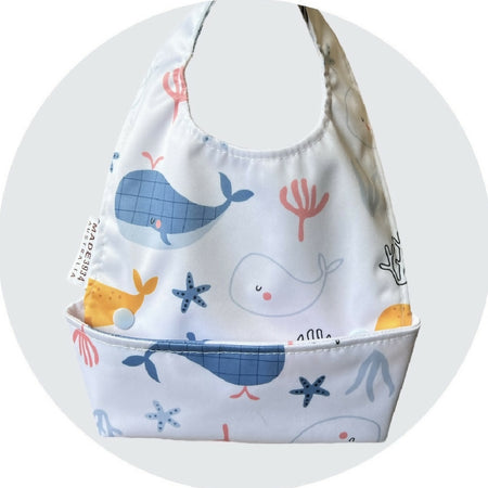 Catch all Baby Bib - Whale White Background