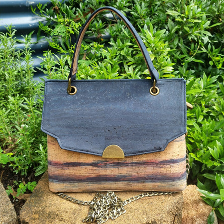 Eco-friendly Cork Handbag with Decorative Flap |Nature's Leather
