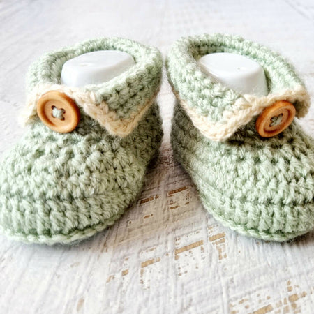 Baby Booties | Sage Green | Newborn | Crochet | Knit | Shoes | Socks