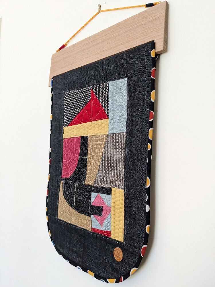 Quilted abstract wall hanging