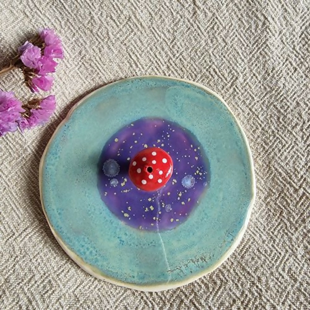 Ceramic Mushroom incense holder dish