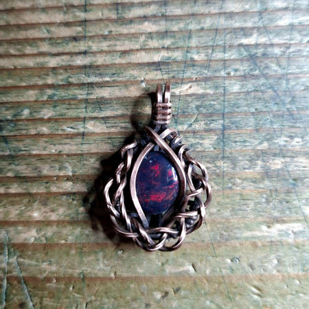 Ethiopian Black Opal in Copper with chain