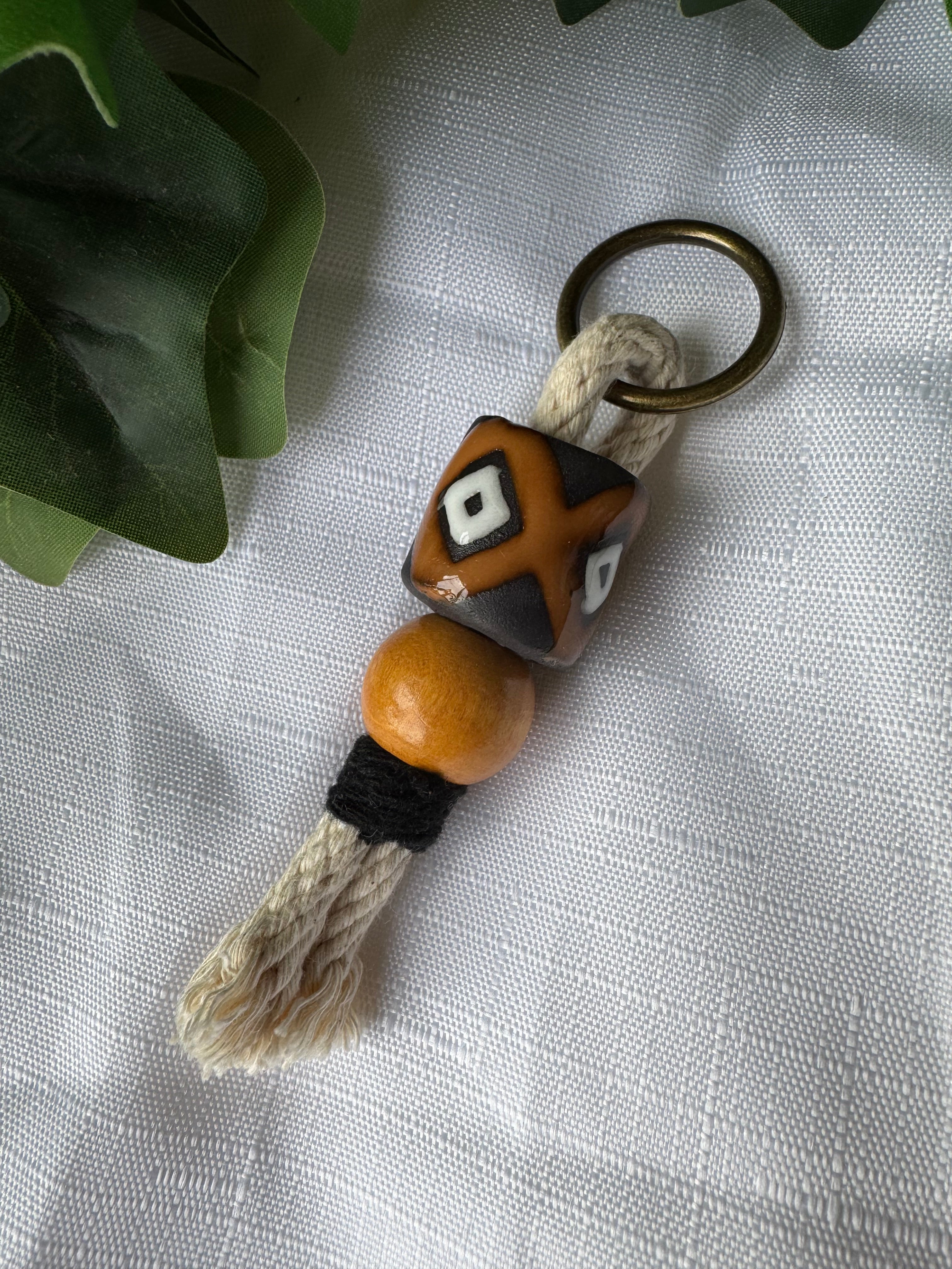 Clay bead keyring, decorative piece