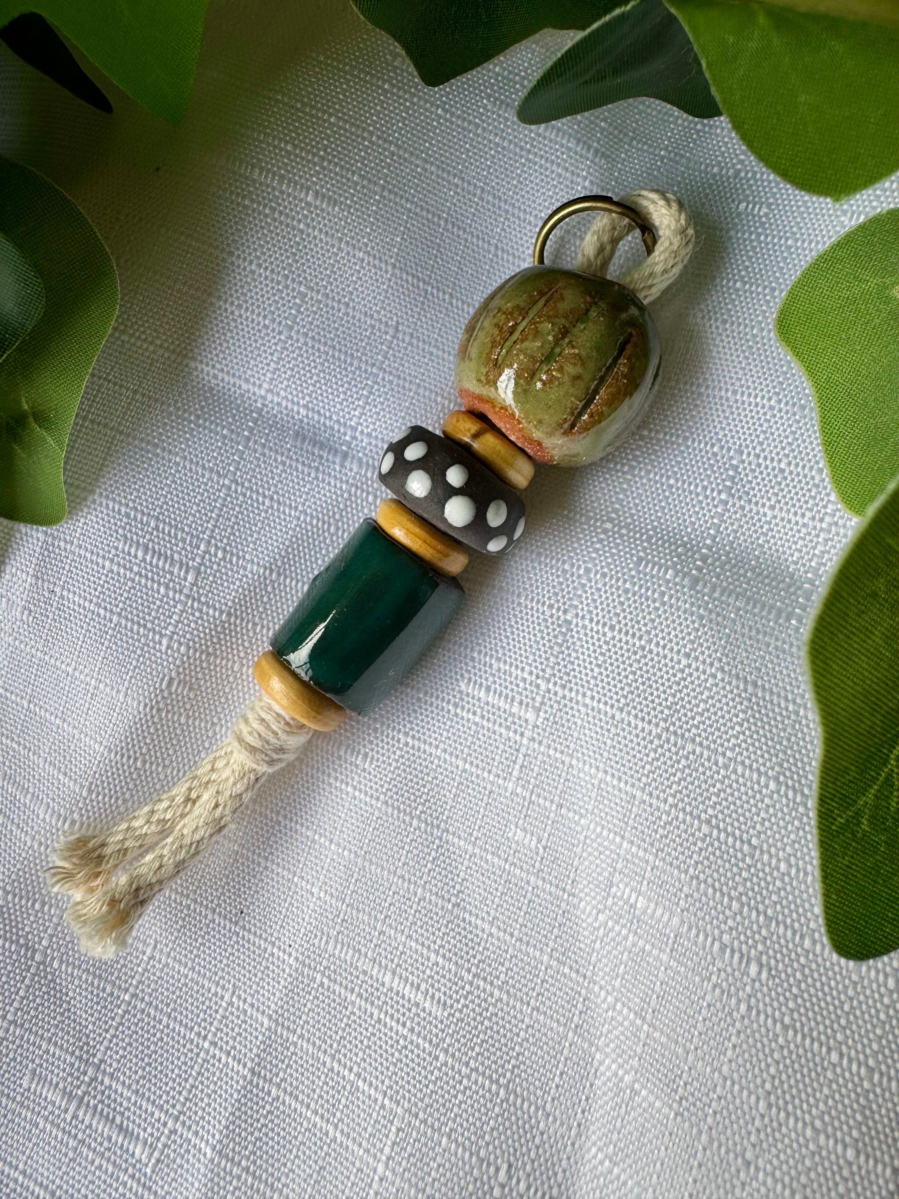 Clay bead keyring, decorative piece