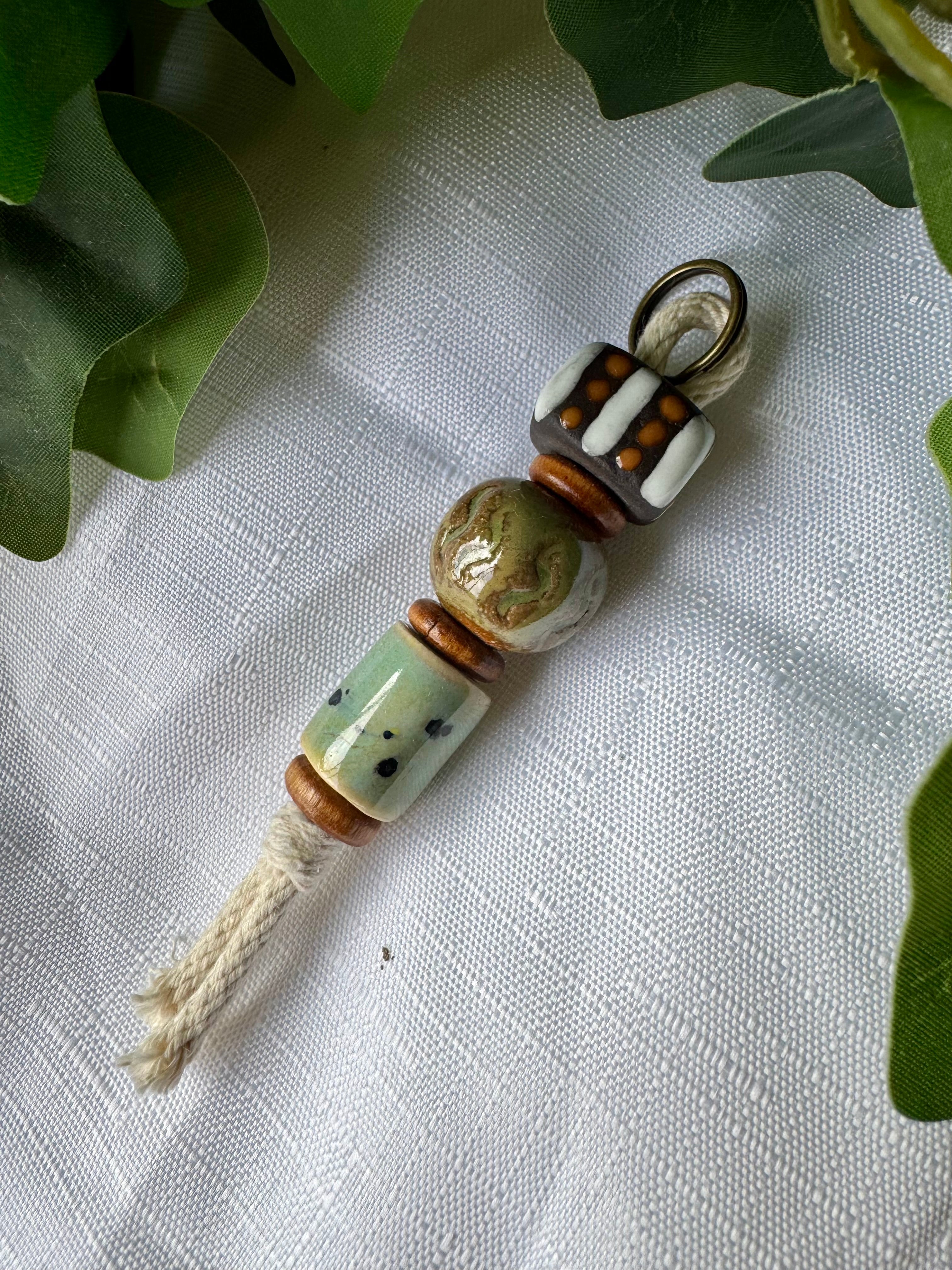 Clay bead keyring, decorative piece
