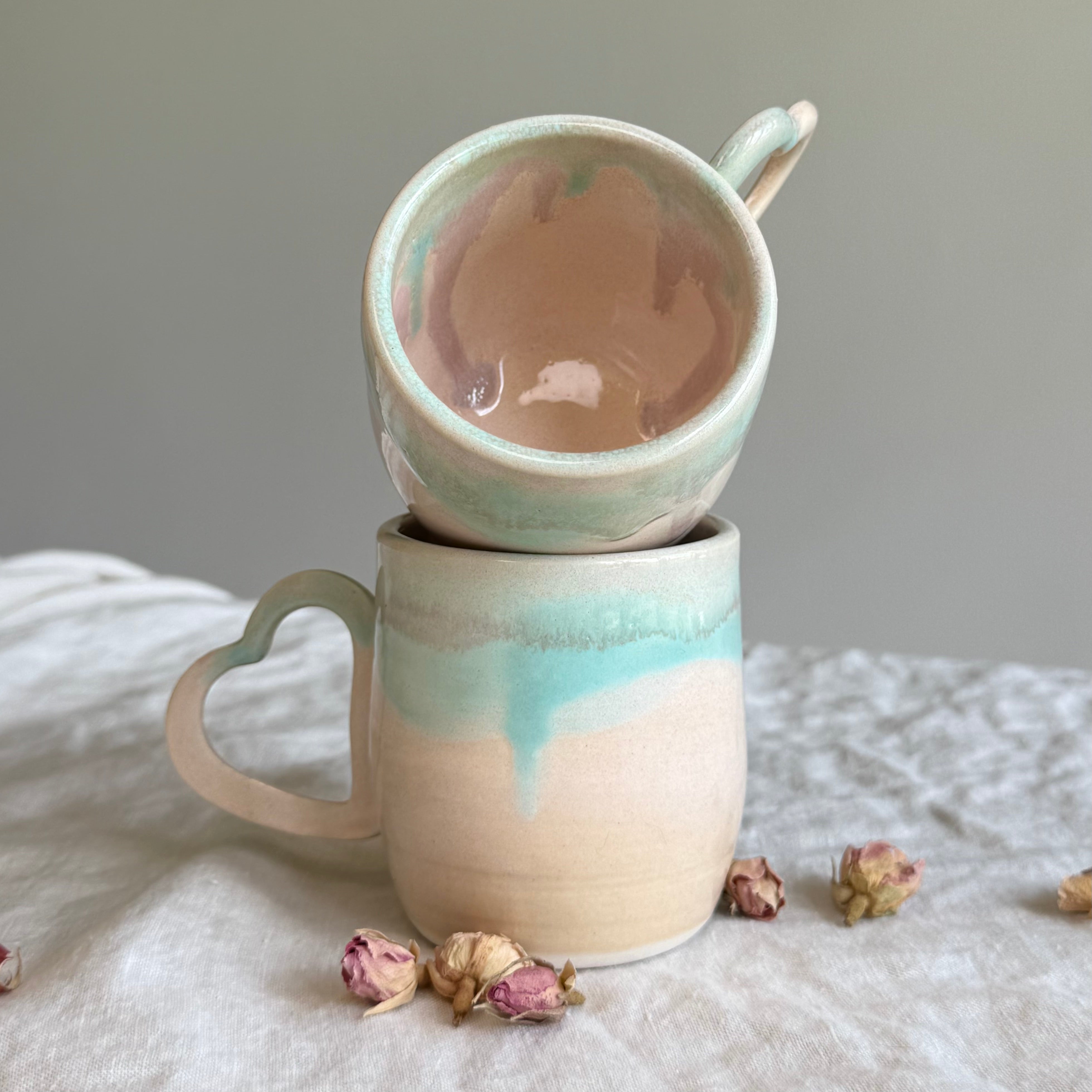 Mi Amore Mug | Spiced Plum | Seafoam | Wheel Thrown Pottery