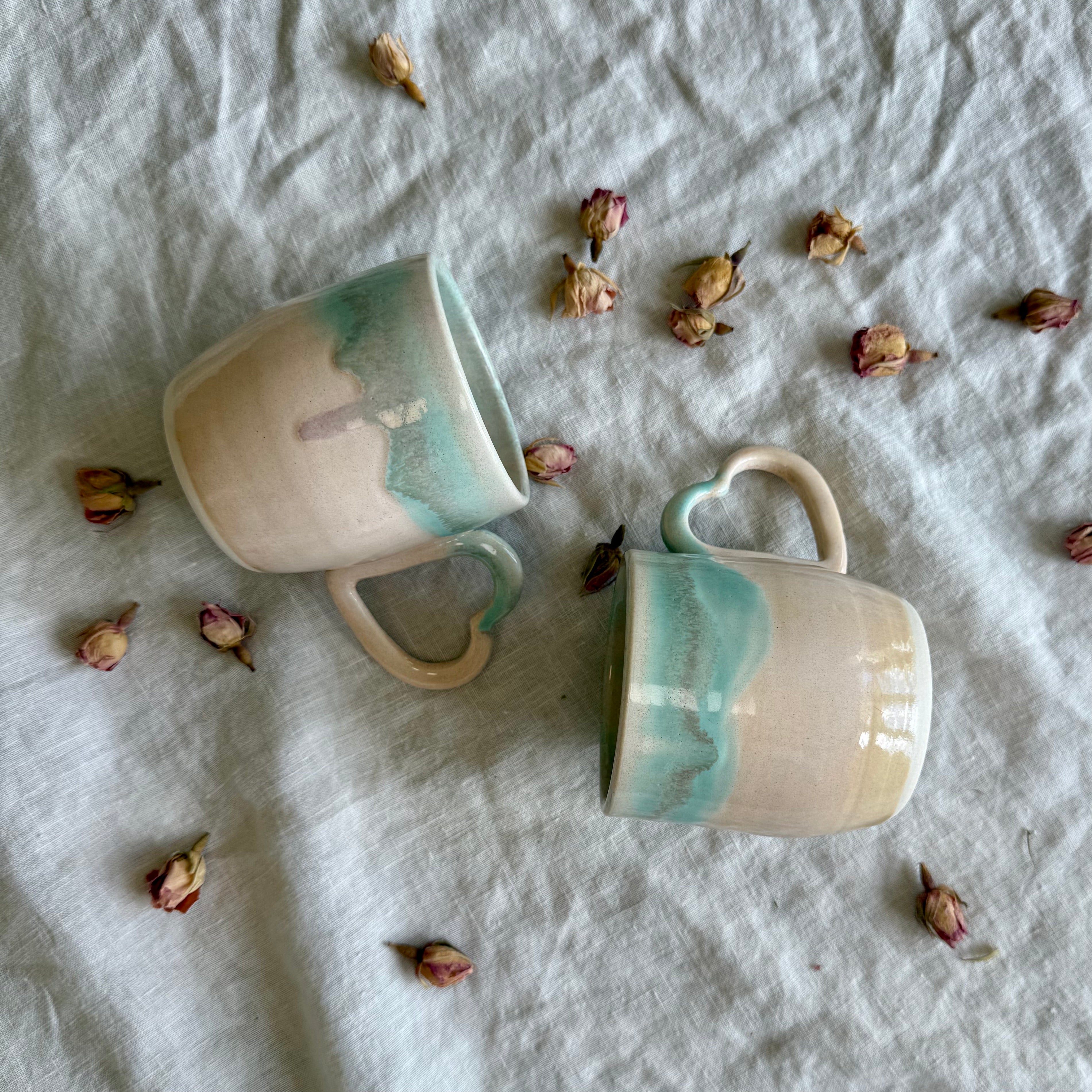 Mi Amore Mug | Spiced Plum | Seafoam | Wheel Thrown Pottery
