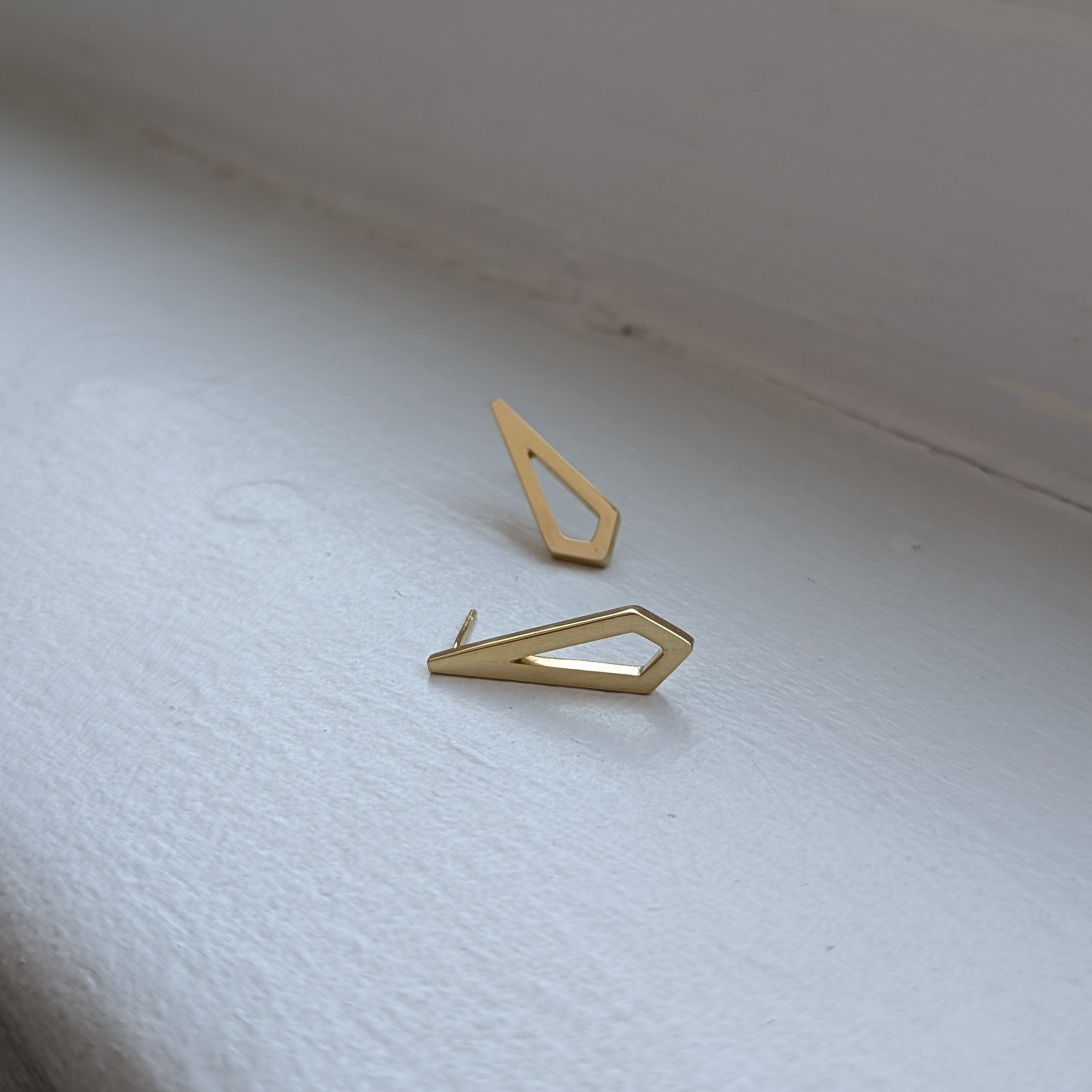 handmade gold plated geometric kite studs | wedding earrings