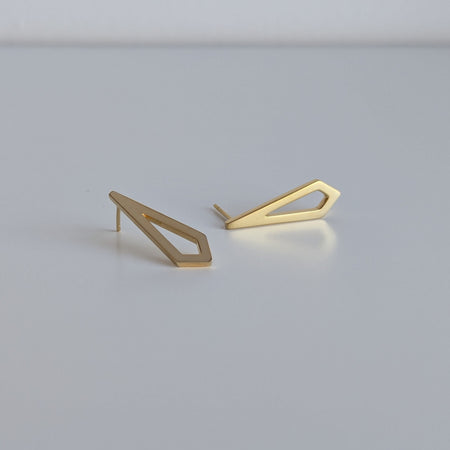 handmade gold plated geometric kite studs | wedding earrings
