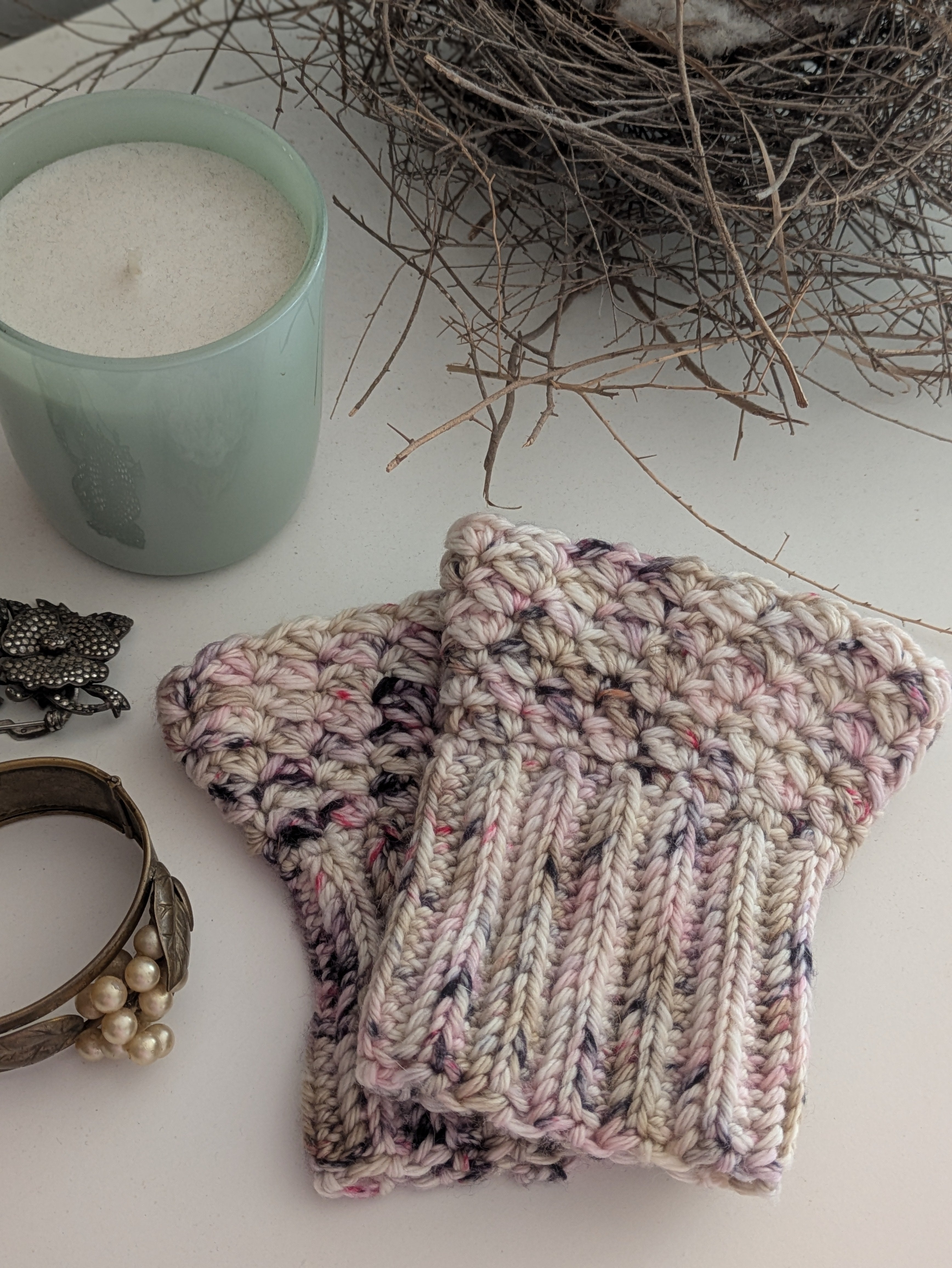 Ruffly Wrist Warmers Crochet Fingerless Gloves