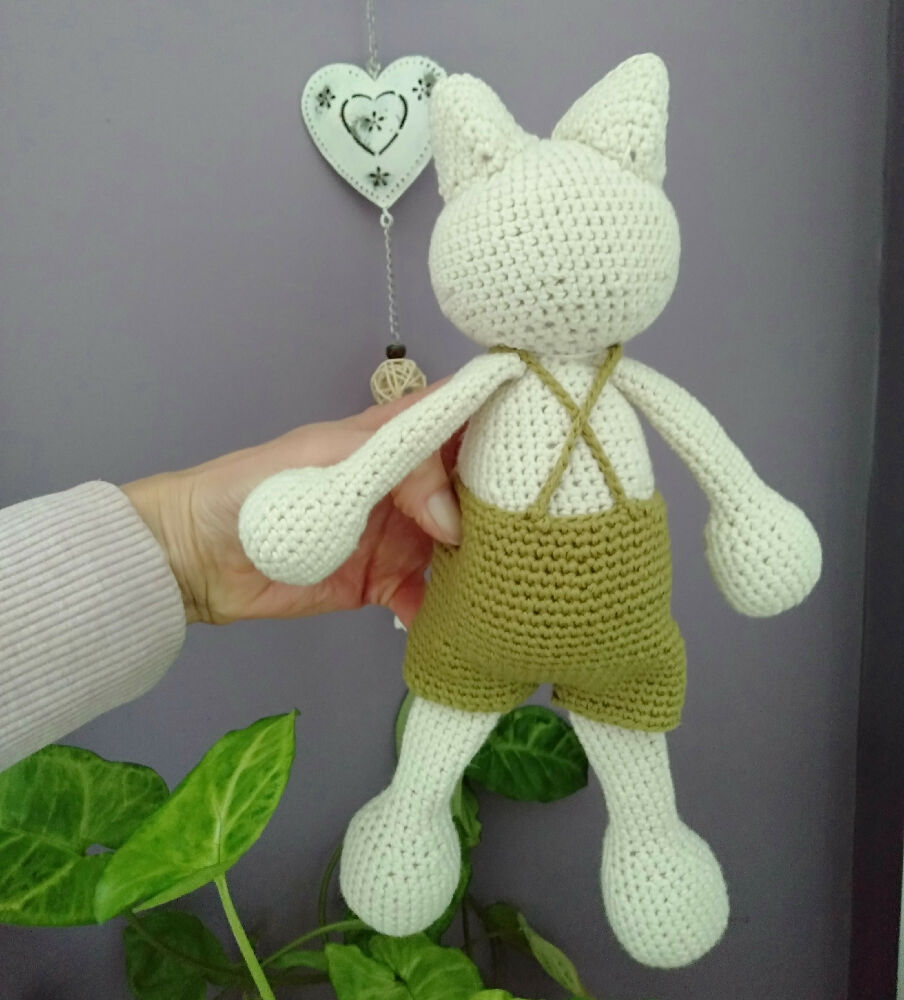 Handmade Crochet Toy Cat - 100% Cotton