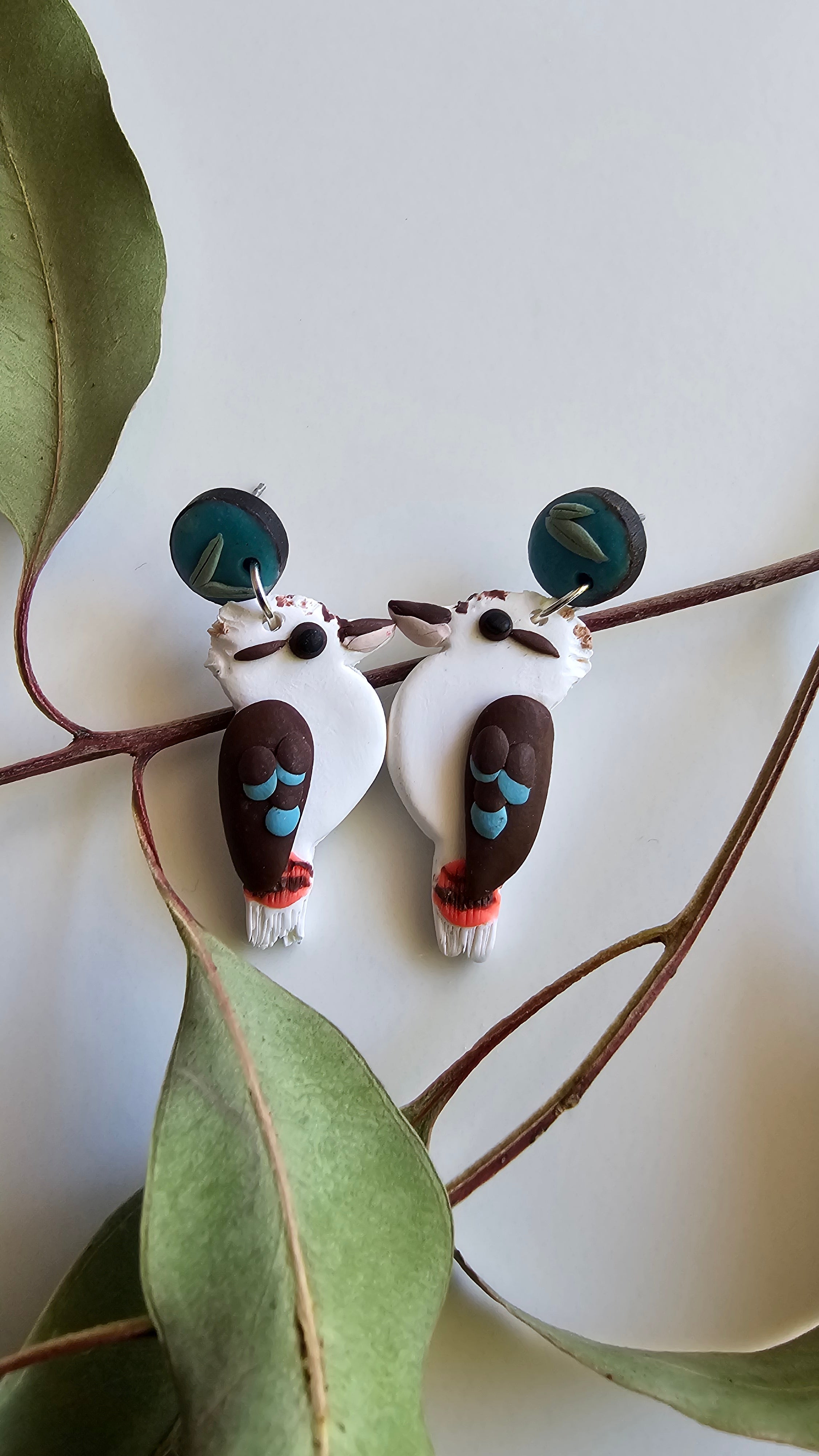Kookaburra Dangle Earrings,Handmade Polymer Clay Kookaburra Earrings