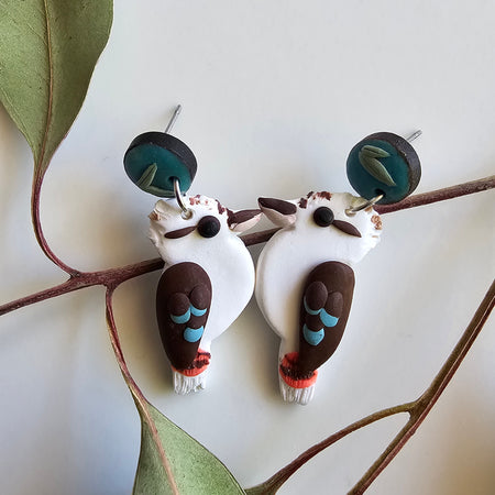 Kookaburra Dangle Earrings,Handmade Polymer Clay Kookaburra Earrings
