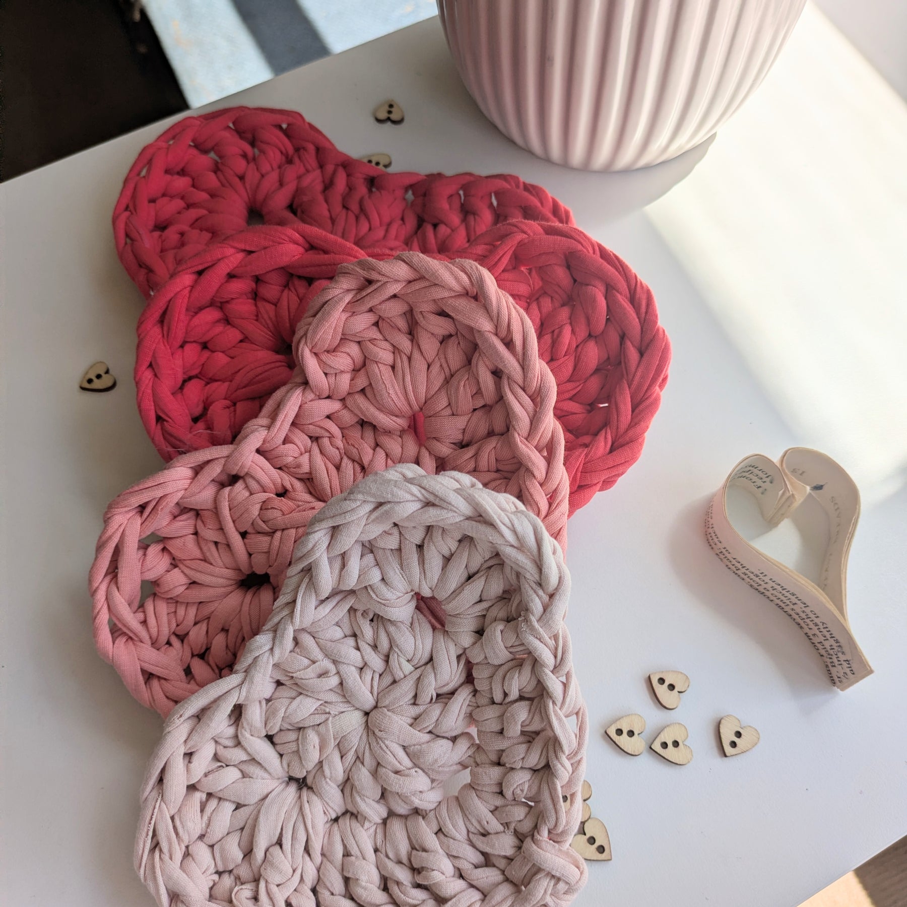 Love Heart Coaster Set Valentines Everyday Home Decor Fun Pink