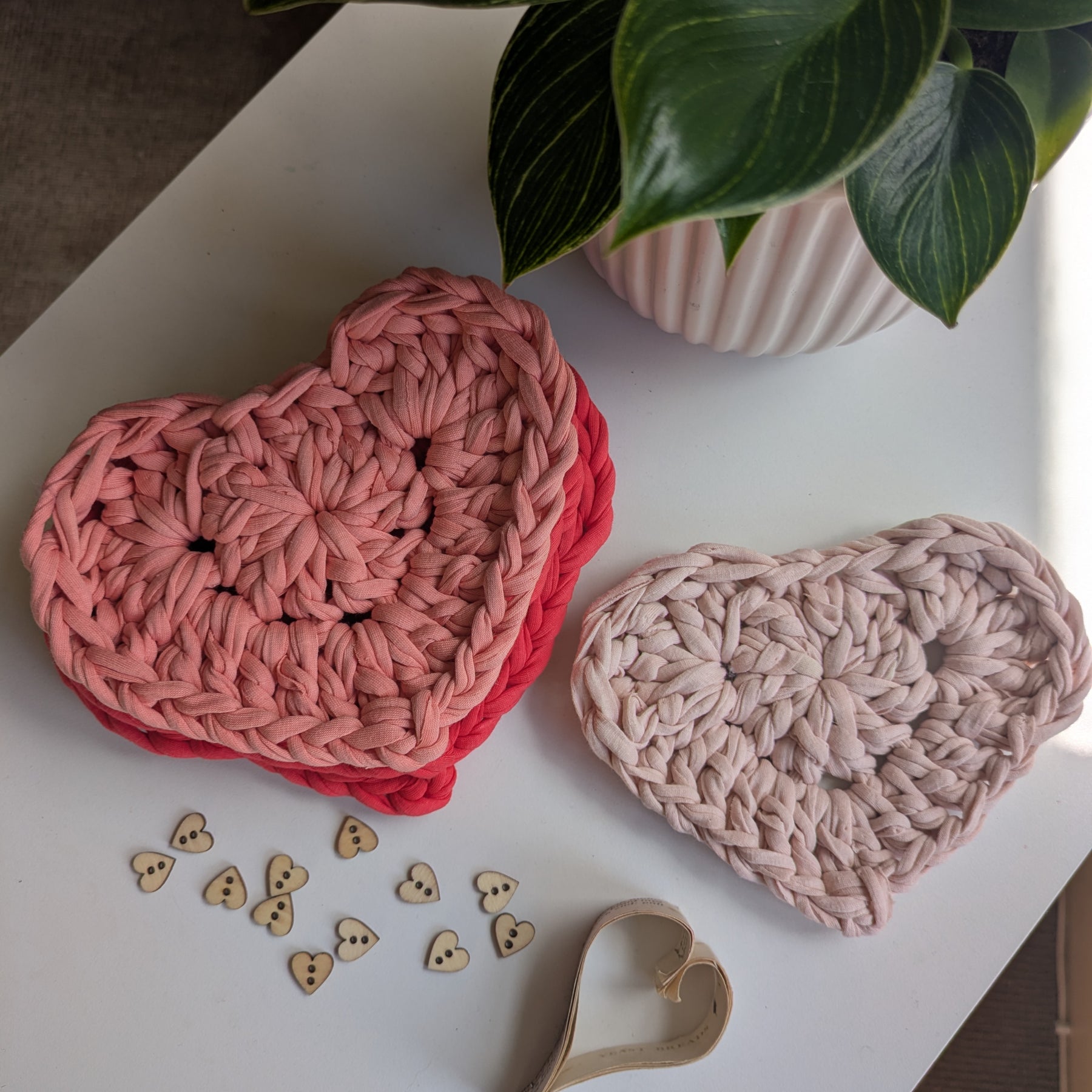 Love Heart Coaster Set Valentines Everyday Home Decor Fun Pink