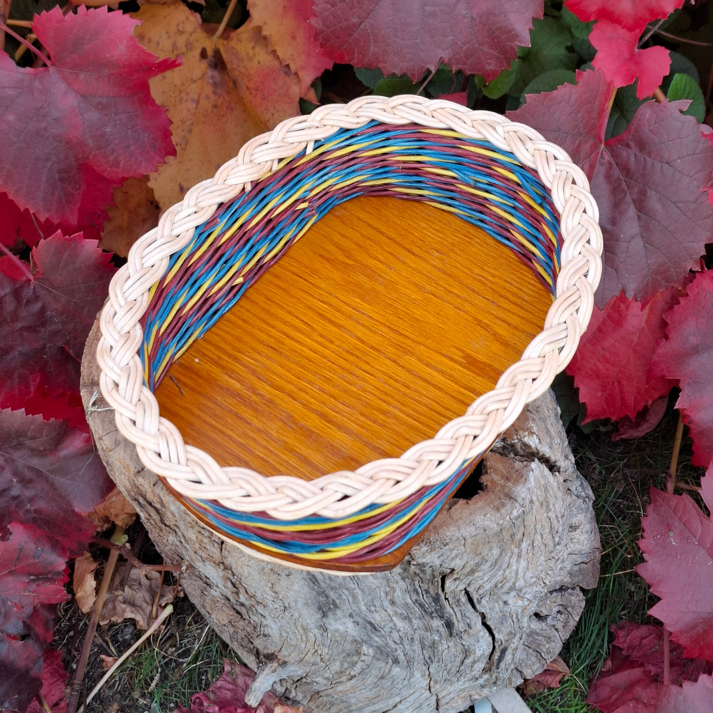 Bread basket blue brown yellow.