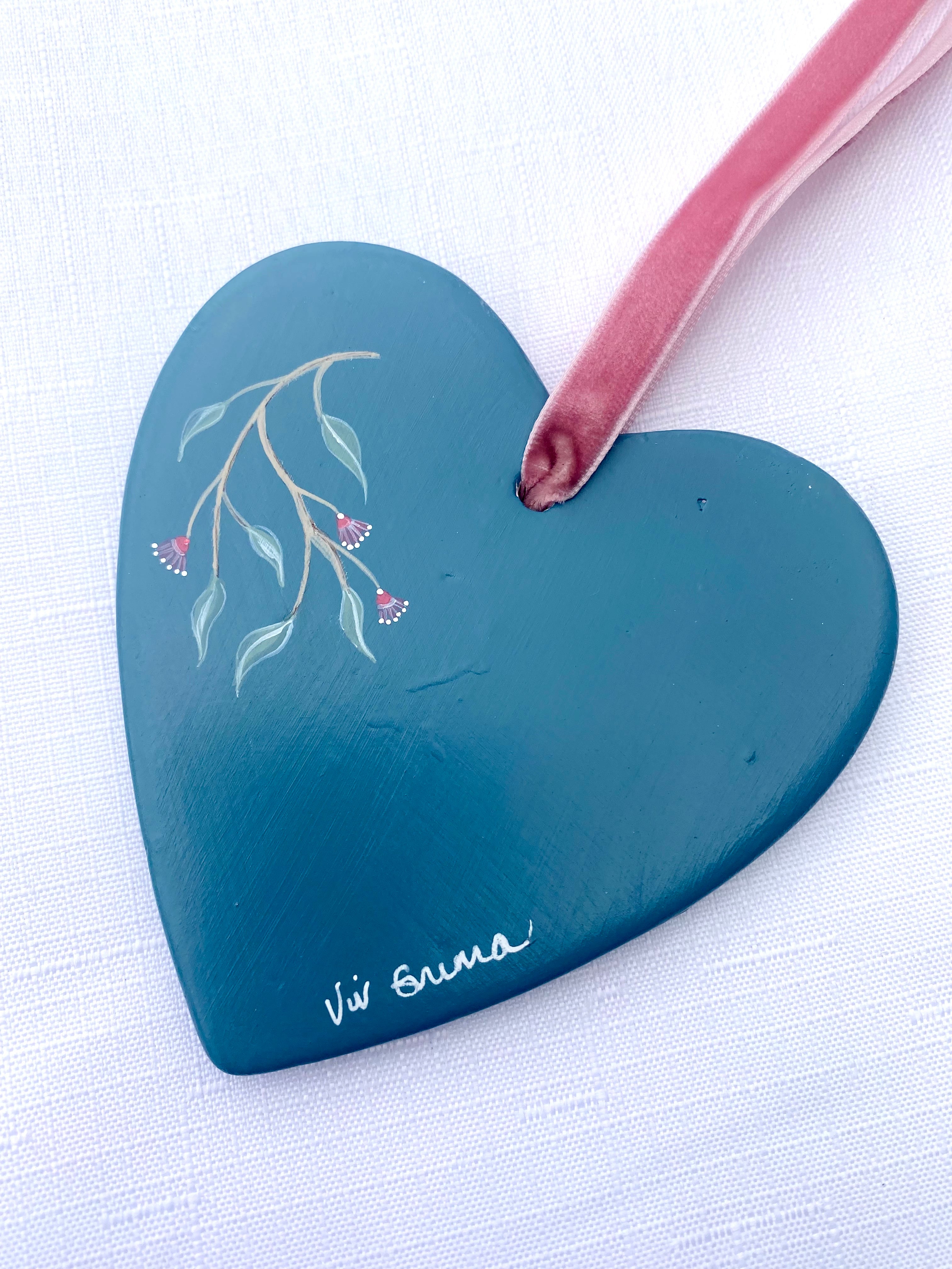 Hand-Painted Ceramic Heart Decoration - Kookaburra