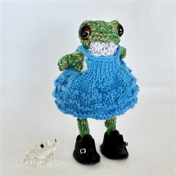 Handmade Poseable Frog Figurine 12cm Puff Dress