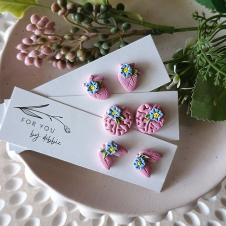 Anatomy floral stud earrings - heart, lungs and brain