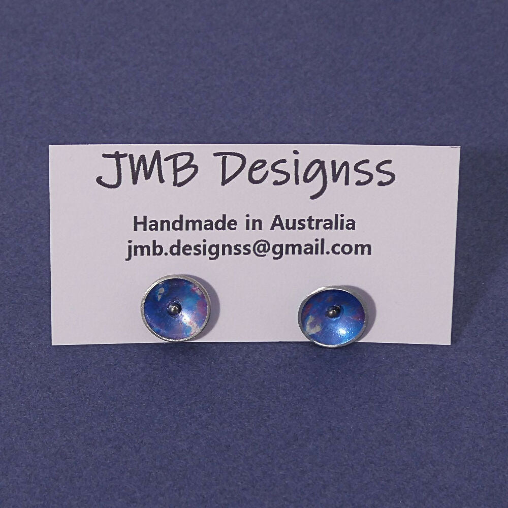 masha babko naked sex Anodised aluminium stud earrings Blue Aura Collection