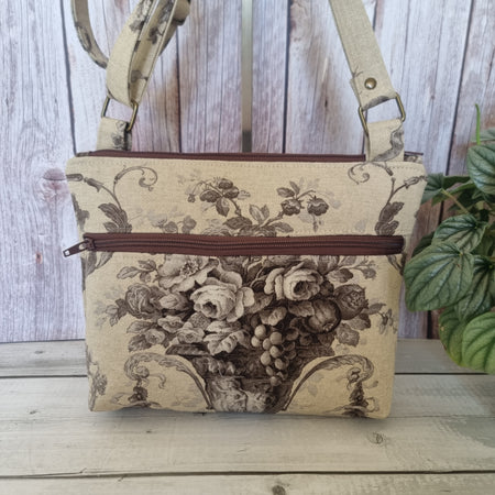 Zipped crossbody bag - Renaissance-style floral urn
