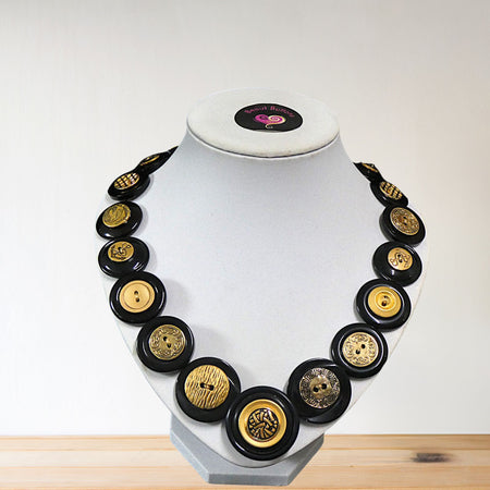 Black and Gold Statement Necklace - Black Beauty