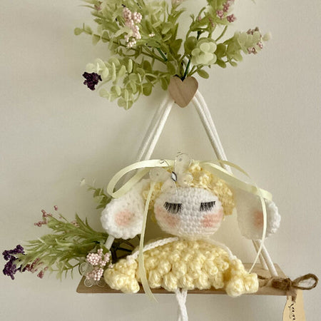 Handmade Crotchet Lamb Wall Hanging, Nursery Decor, Baby Room Wall Hanging