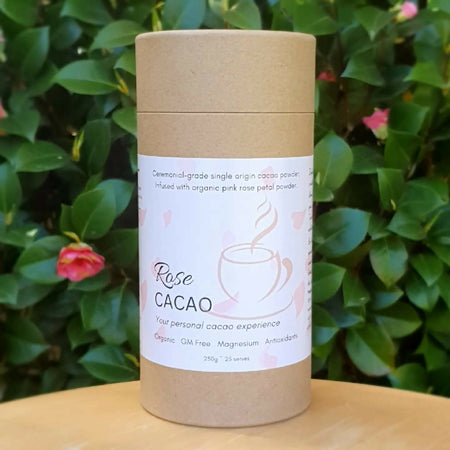 Rose Cacao - Organic Ceremonial-grade Cacao Powder infused with Pink Rose Petal powder
