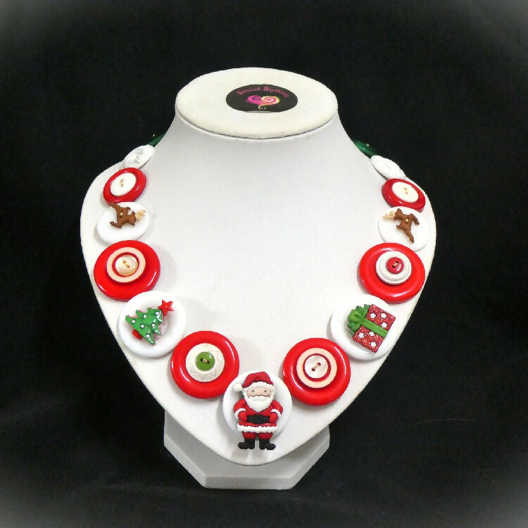 Santa Claus button necklace