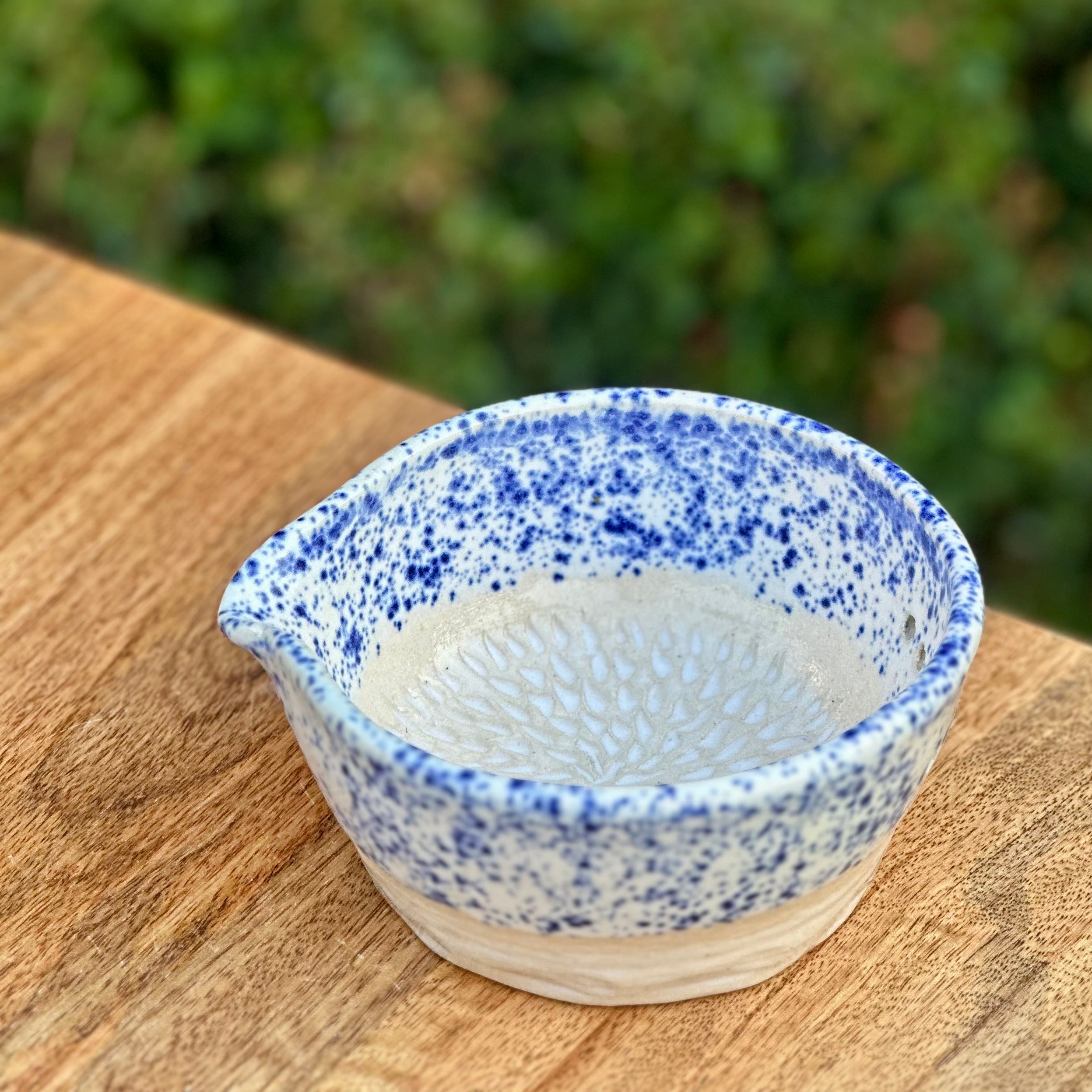Ceramic Garlic Grater + Herb Stripper Bowl | Handmade Australian Pottery