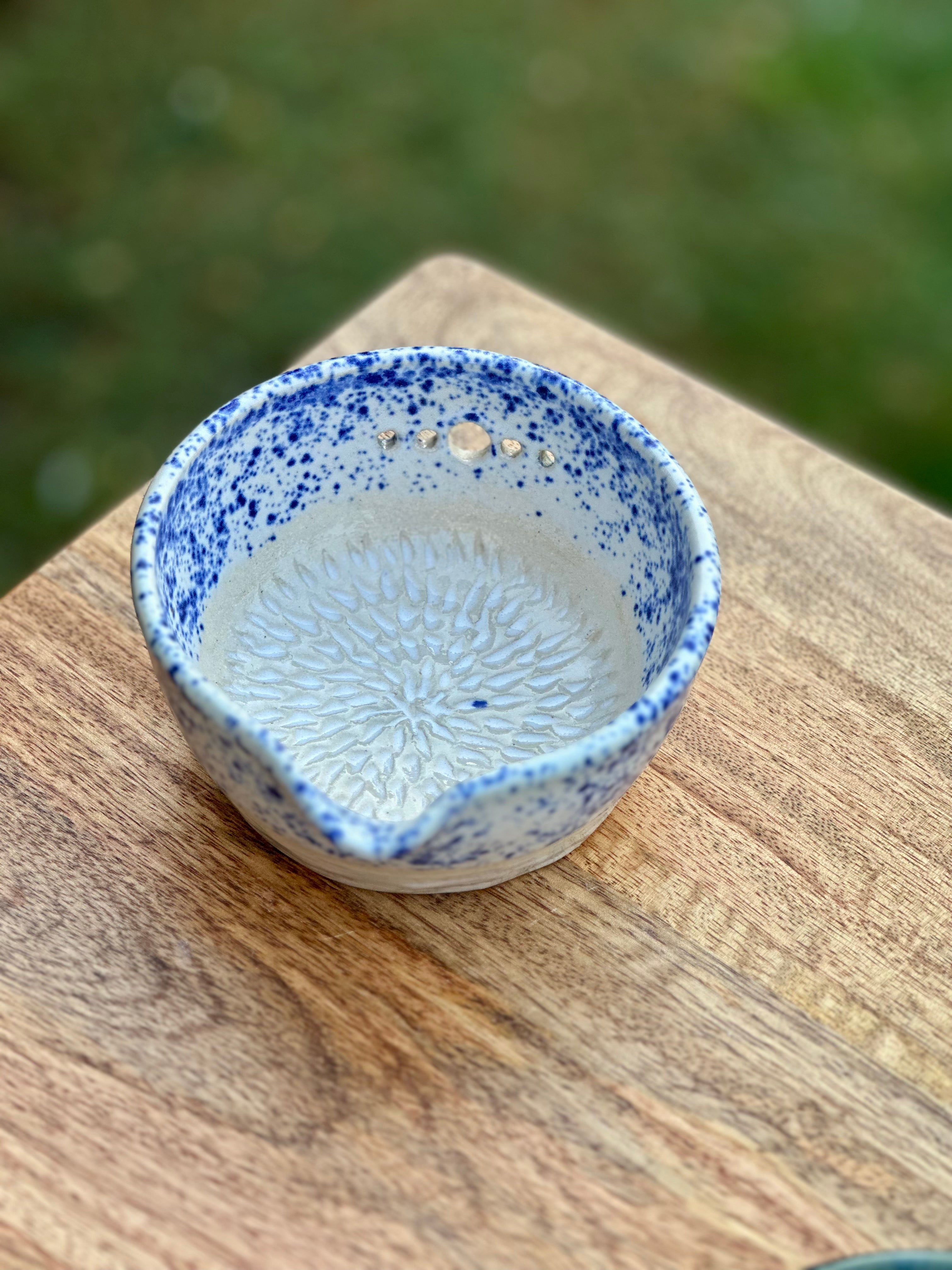 Ceramic Garlic Grater + Herb Stripper Bowl | Handmade Australian Pottery
