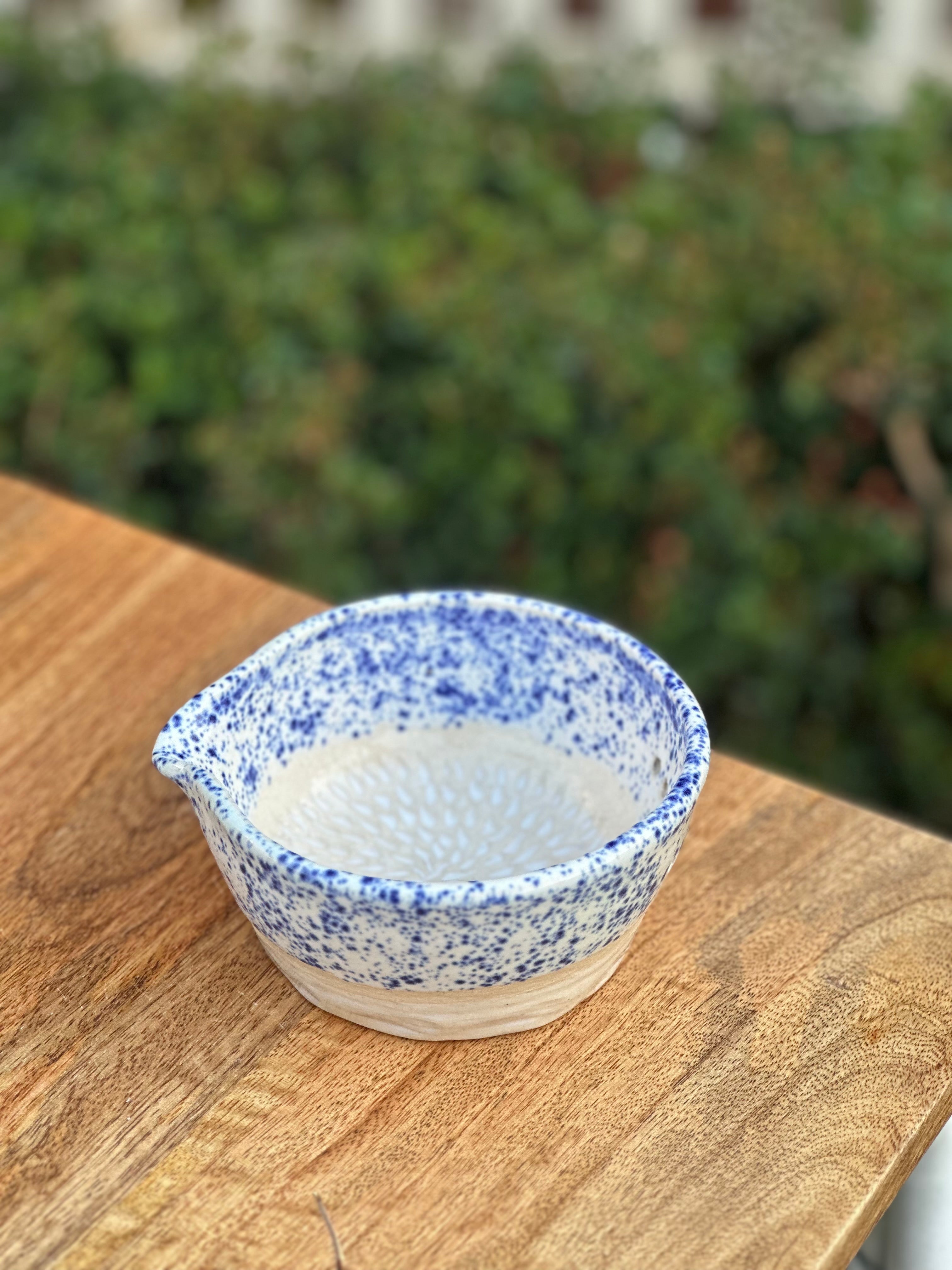 Ceramic Garlic Grater + Herb Stripper Bowl | Handmade Australian Pottery