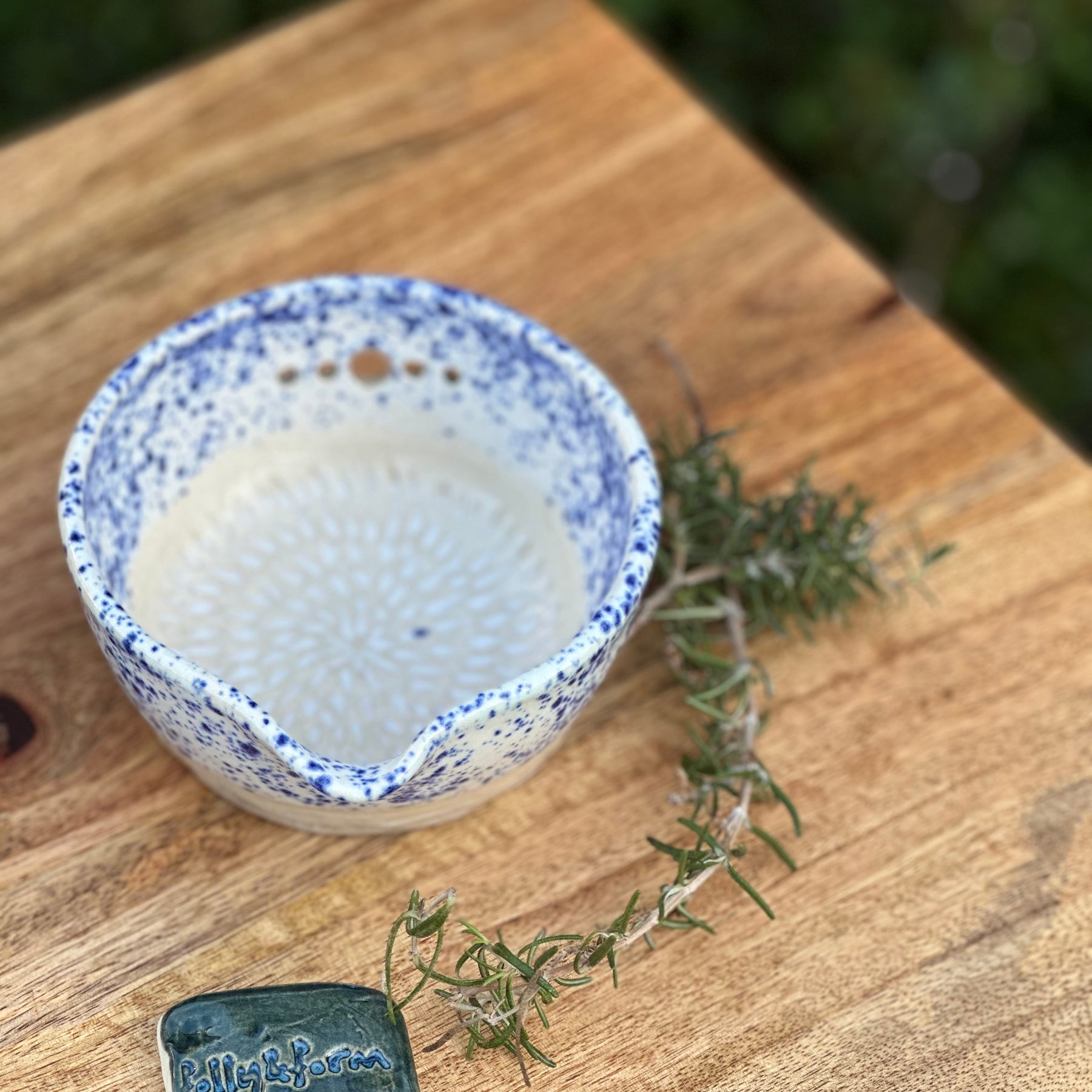 Ceramic Garlic Grater + Herb Stripper Bowl | Handmade Australian Pottery