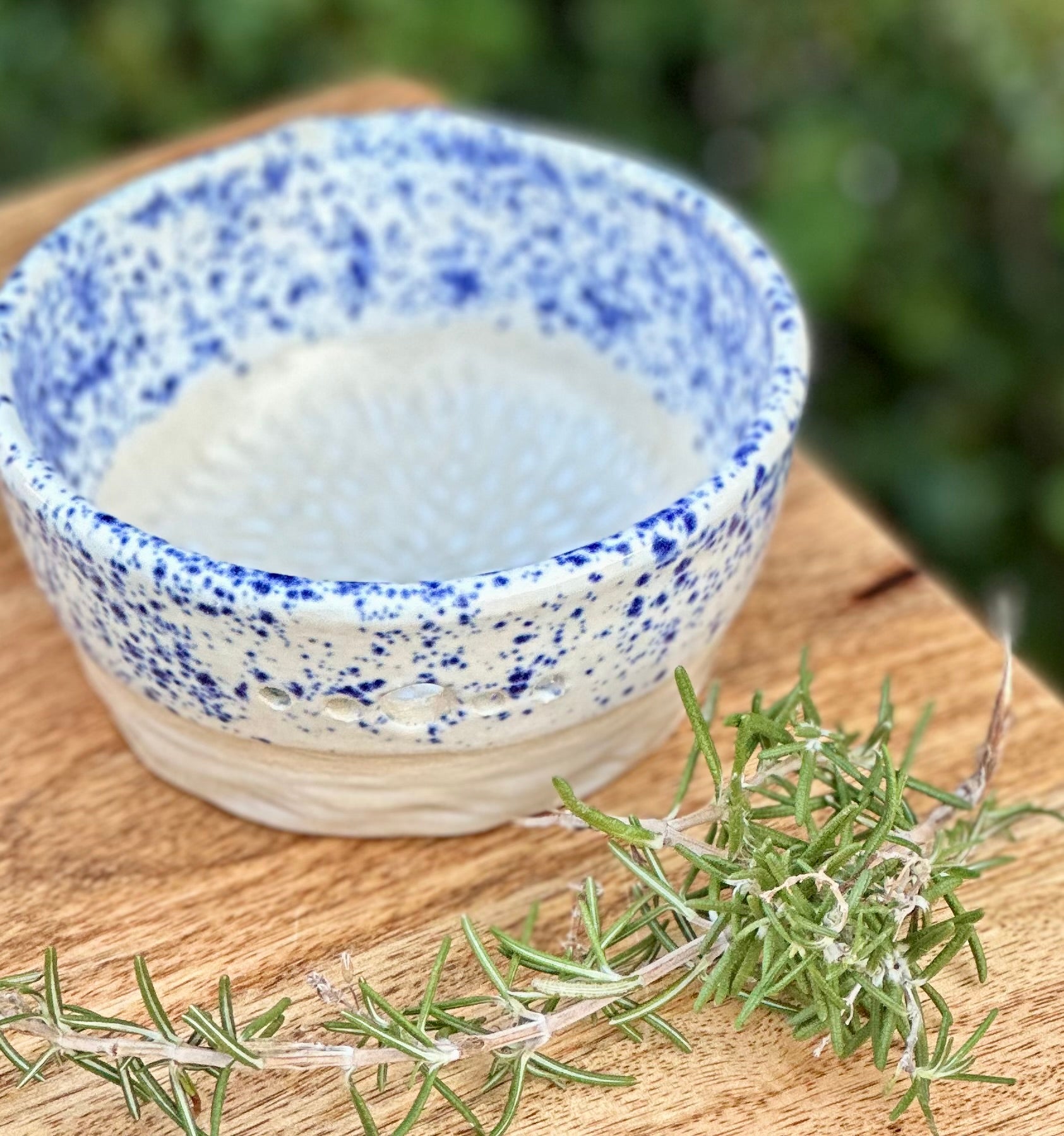 Ceramic Garlic Grater + Herb Stripper Bowl | Handmade Australian Pottery