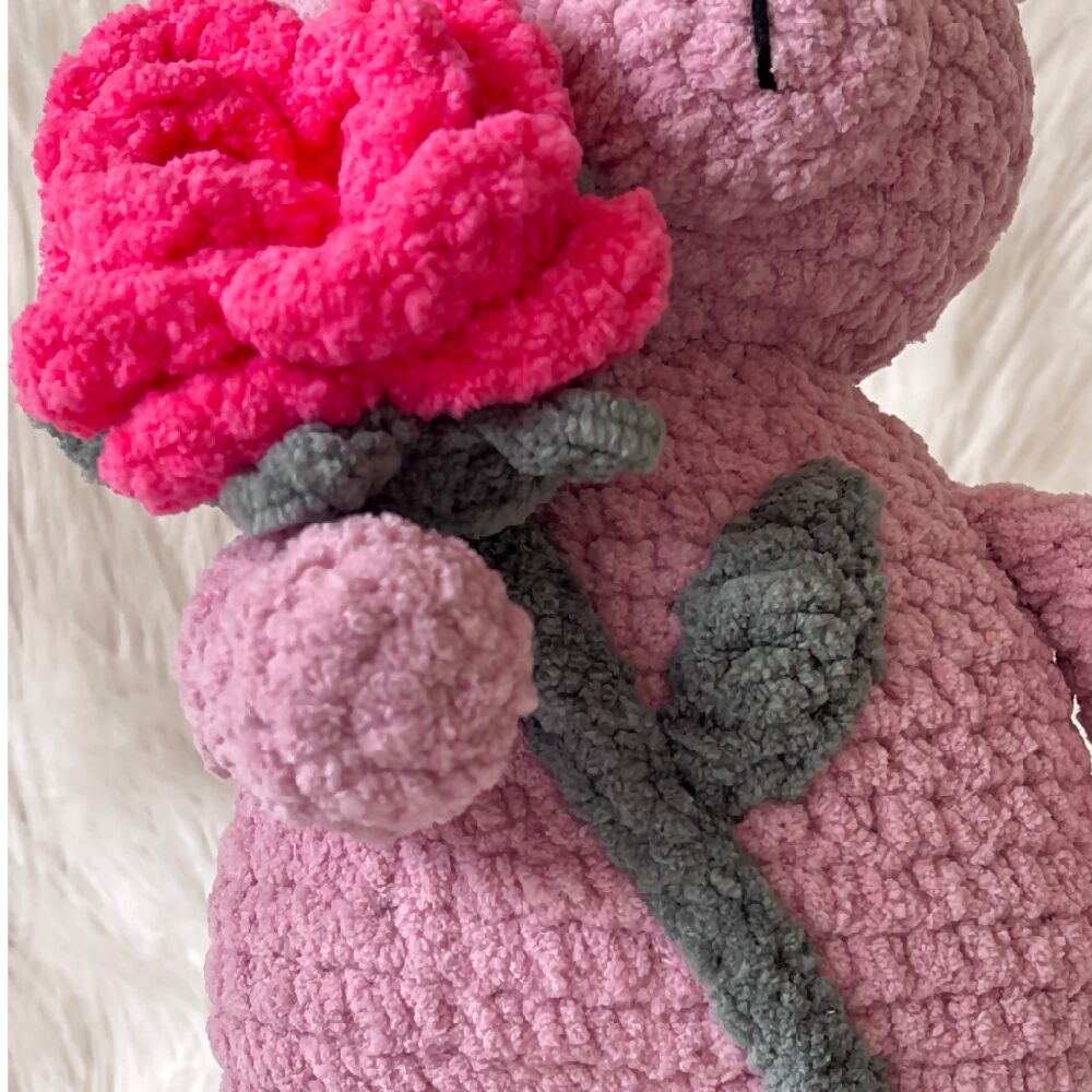 Teddy Bear, Crochet Bear Plushie - Pink