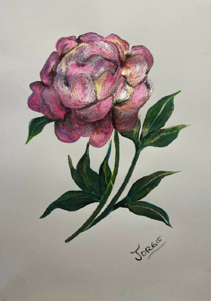 Watercolor Titled Divine , stunning shimmering rose framed