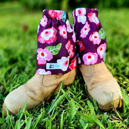 Sock/Boot Protectors - Burgundy Flowers