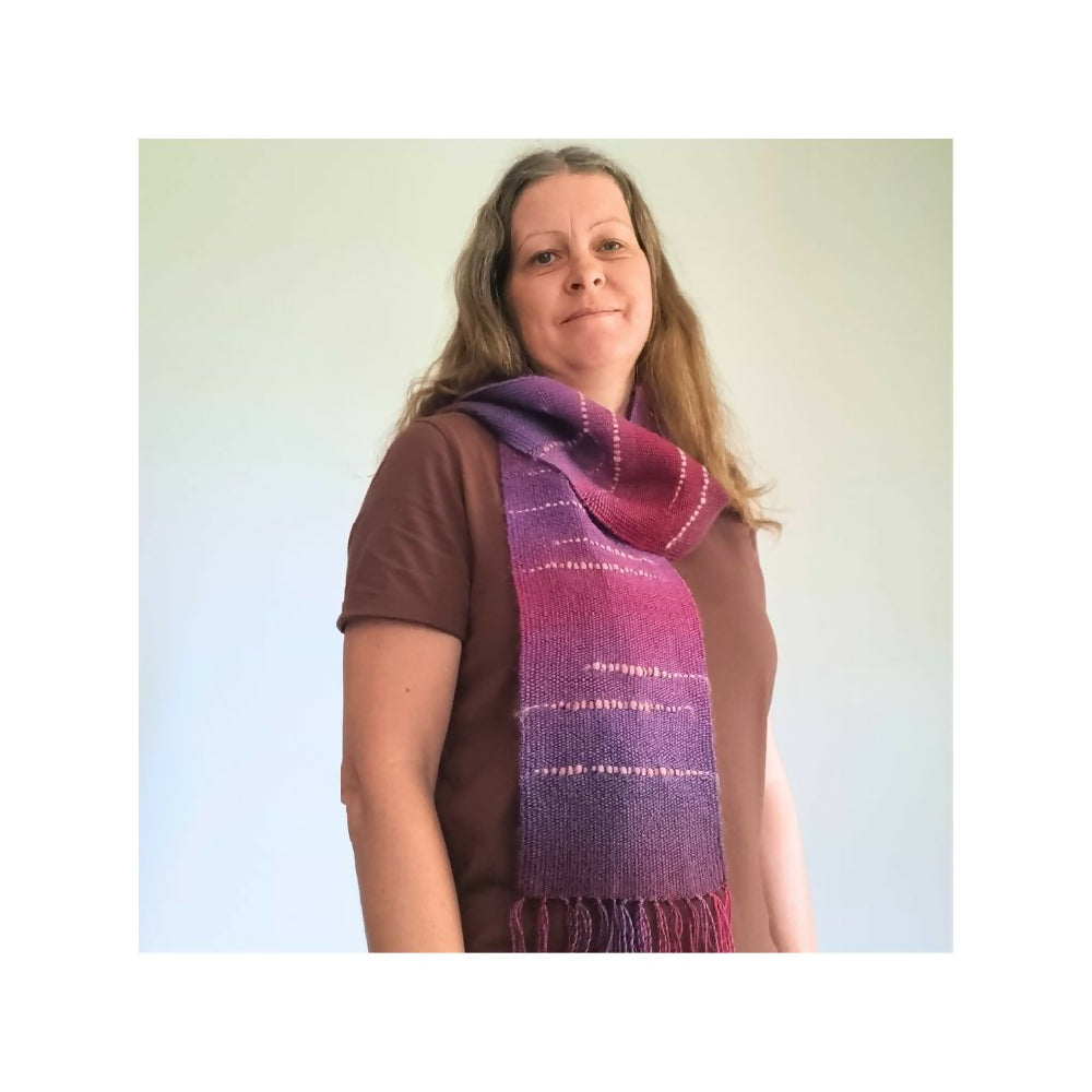 australian-artist-handmade-handwoven-pink-purple-scarf-7