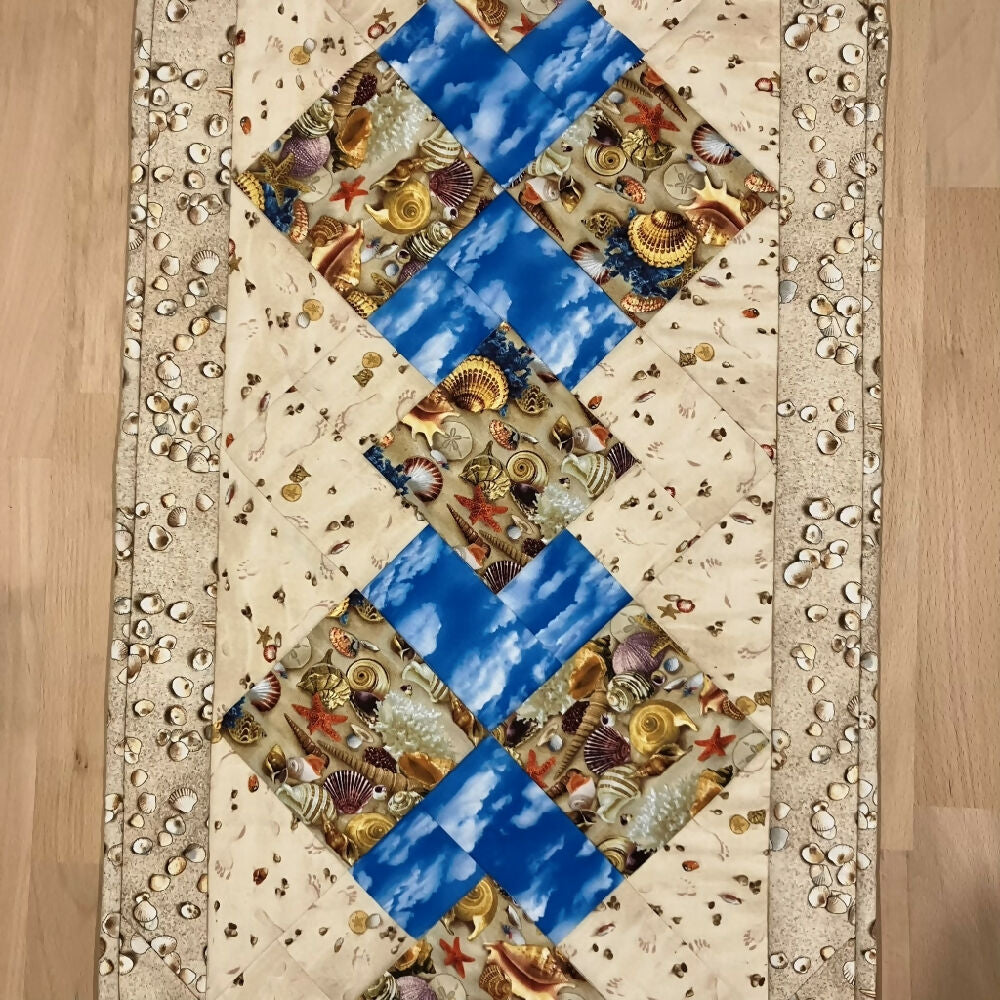 table runner handmade quilted beachy