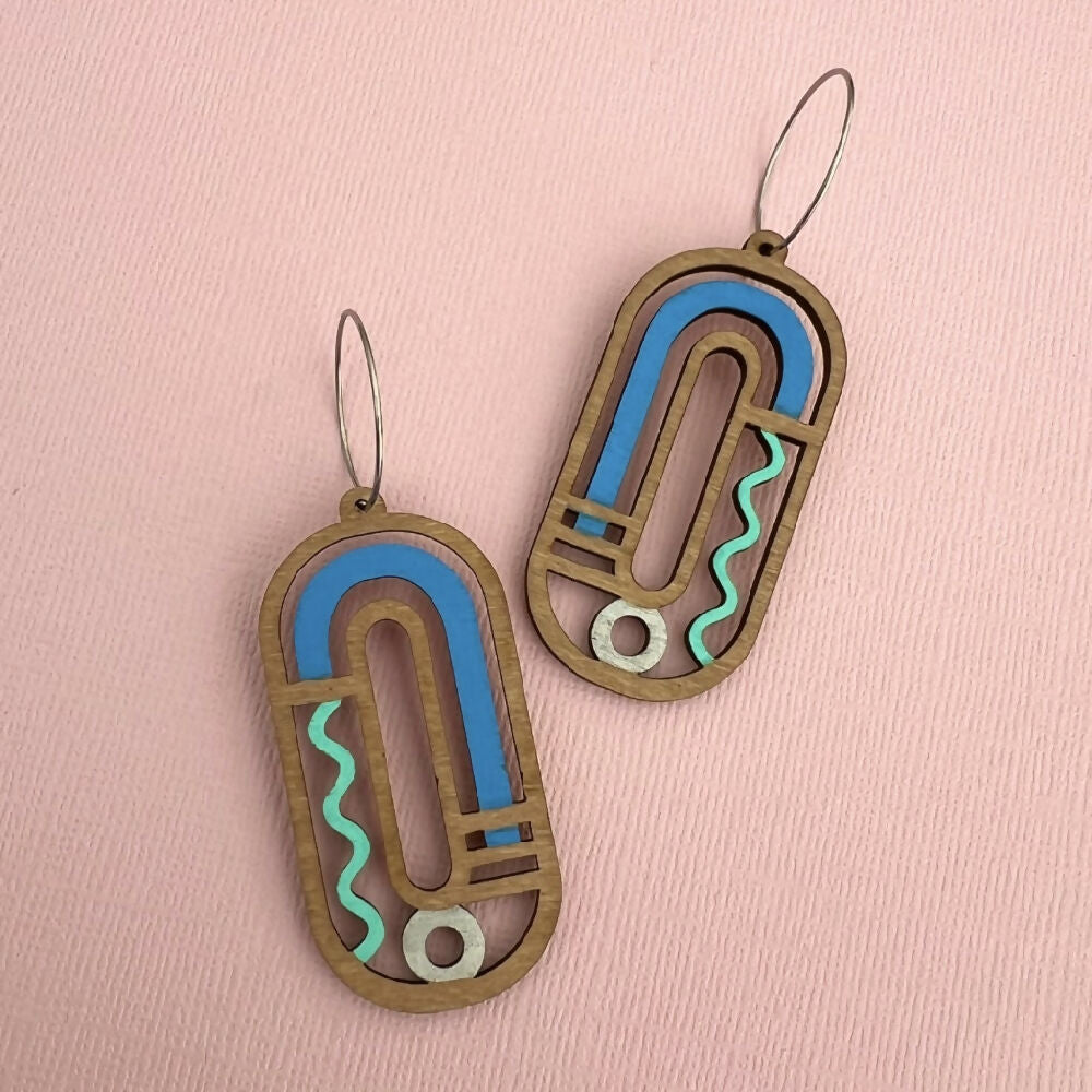 Wooden Curves Statement Earrings