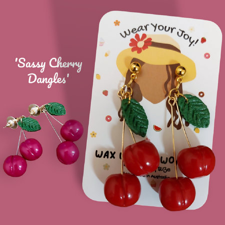 Polymer Clay Earrings - Sassy Cherry Dangles