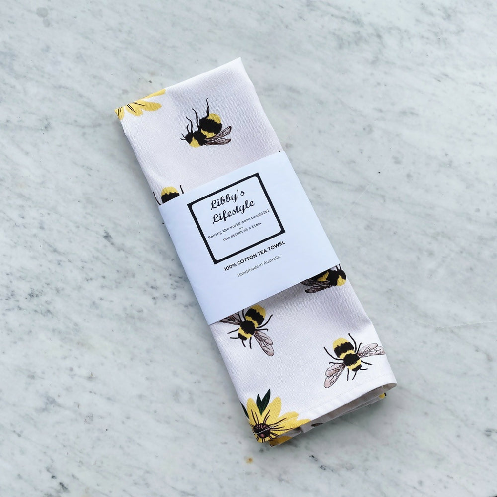 0Bees tea towel
