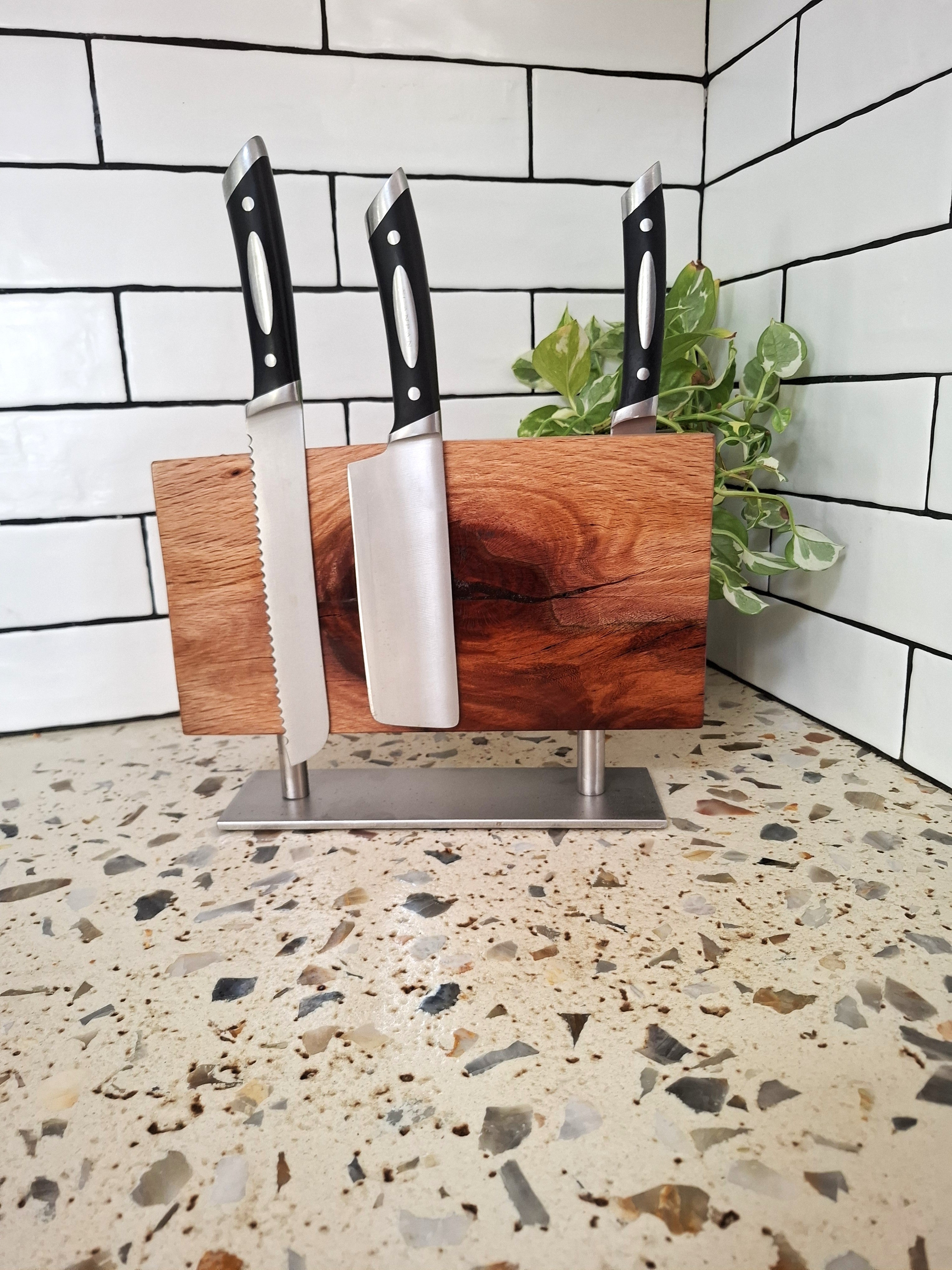 Handmade Wooden Magnetic Knife Block