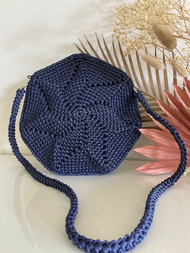 Navy crocheted bag