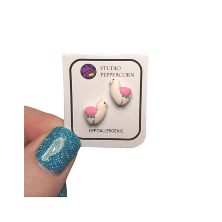 Llama stud earrings