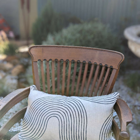 Cushion Navy River Hand Screen Print