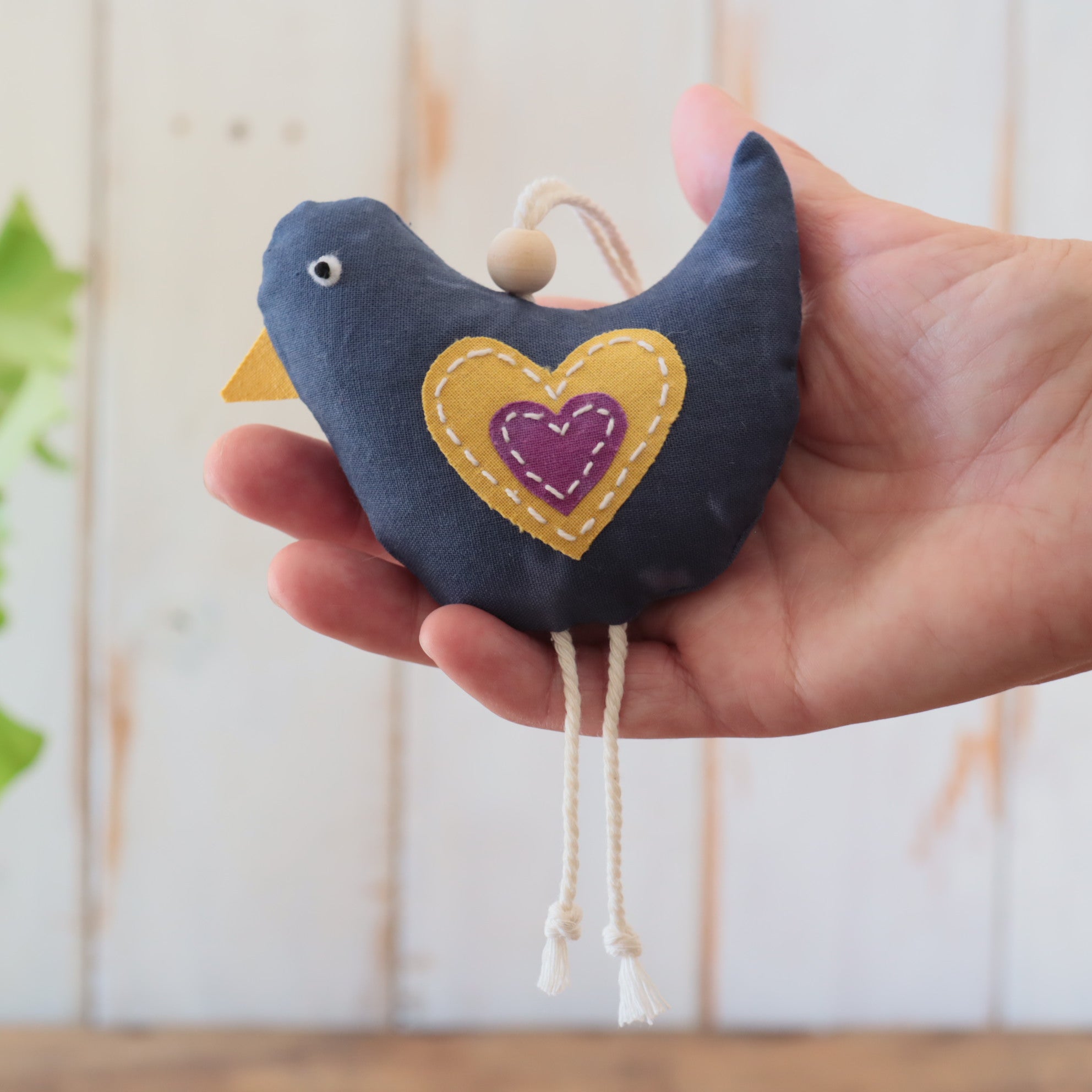 Bird Ornament Hand Dyed, Whymsical Bird Decoration, Love Bird.