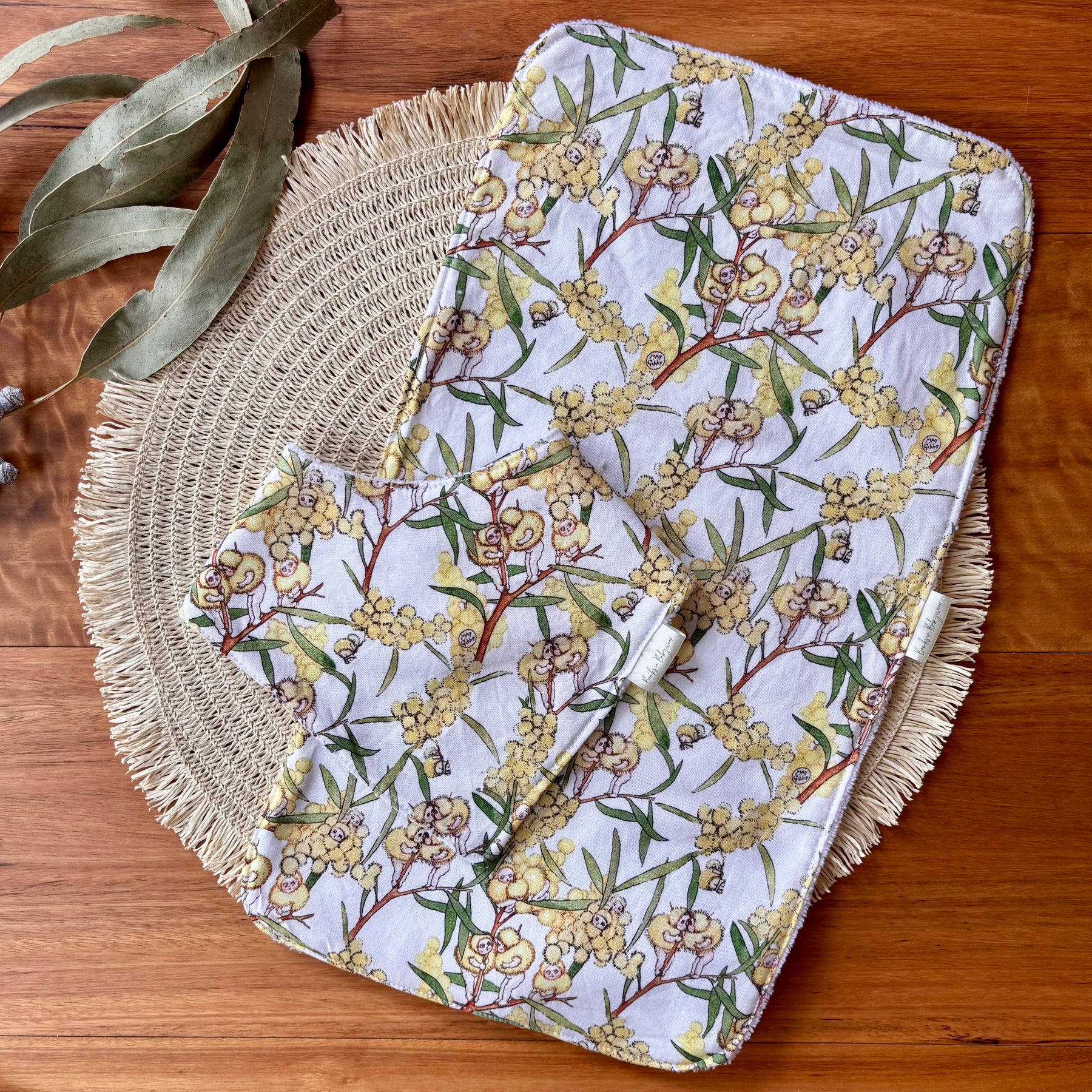 Baby Bib and Burp Cloth Set - Wattle Babies May Gibbs